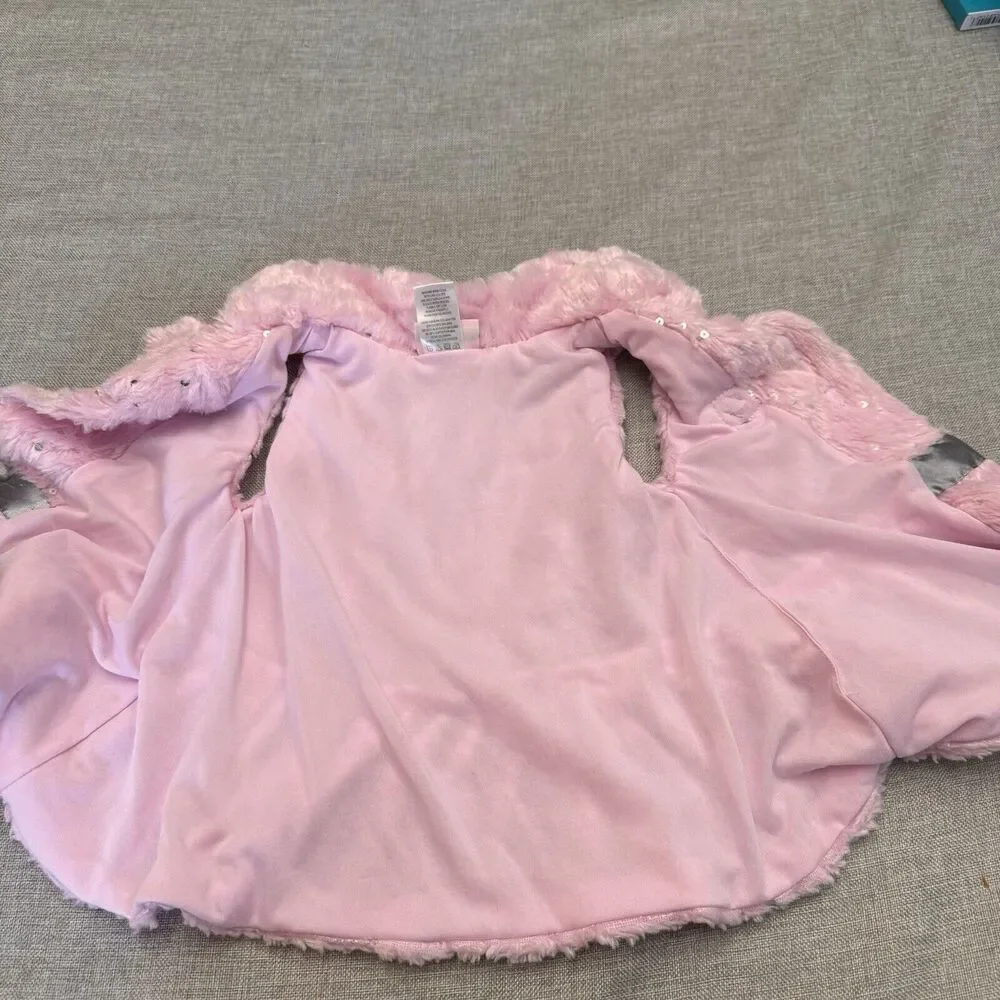 Little Lass 2T Pink Sparkle Sequin Sleeveless‎ Fur Vest OverCoat Barbiecore